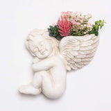Ghiveci de plante montat pe perete și pe suprafață plană, înălțime 20 cm, cap de înger, suport de perete, suport pentru flori, vază, ghivece din rășină cu față de păpușă, recipient pentru plante de masă, ghiveci
