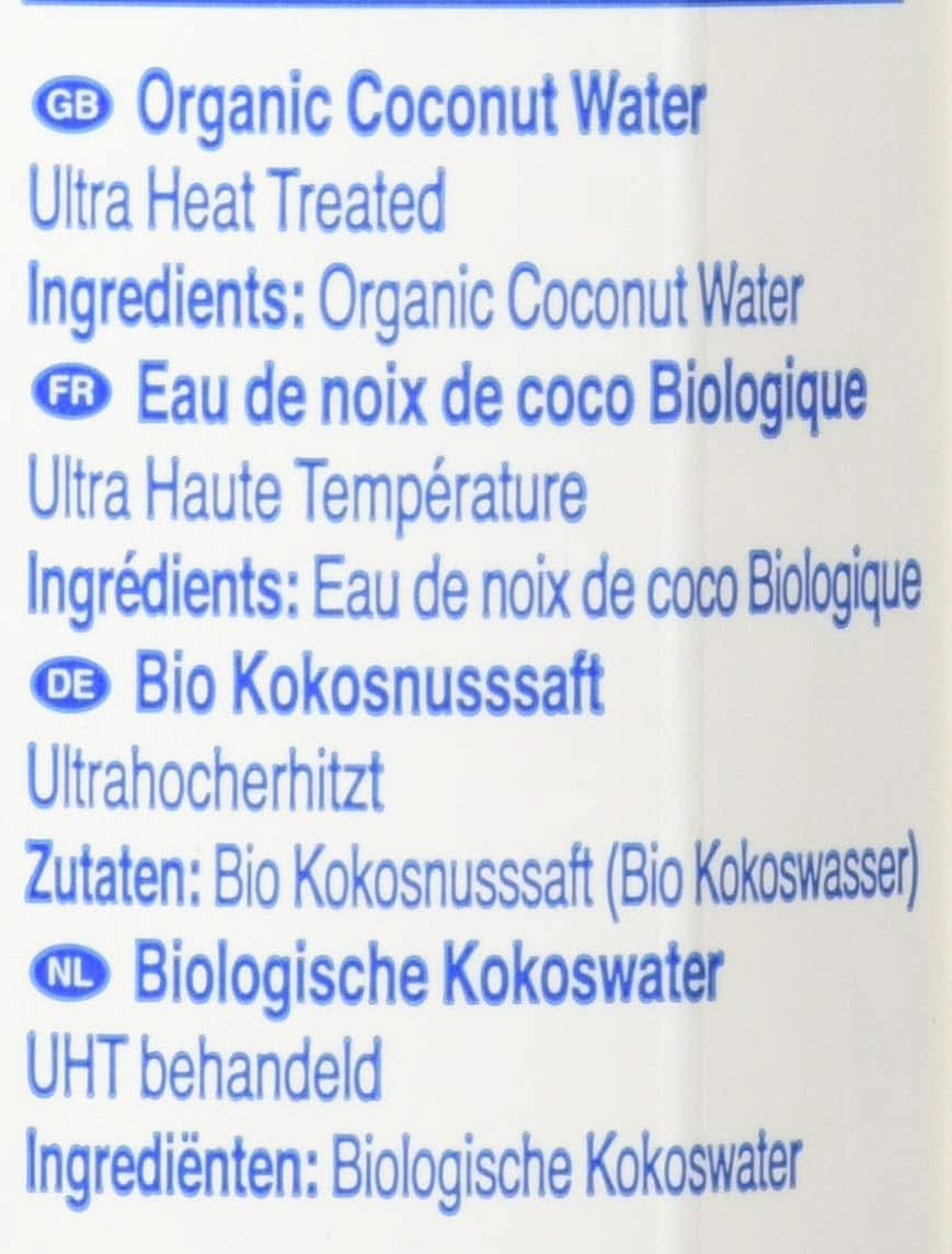 FOCO Apă de nucă de cocos organică, pură, răcoritoare, băutură sport, 100 % apă de nucă de cocos - 6 X 1 litru Naty Shop