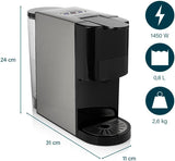 Espressor multicapsule Princess 4 în 1 – 1450 wați, capsule, păstăi, cafea măcinată, fără BPA, 249450, 01.249450.01.001, negru, argintiu