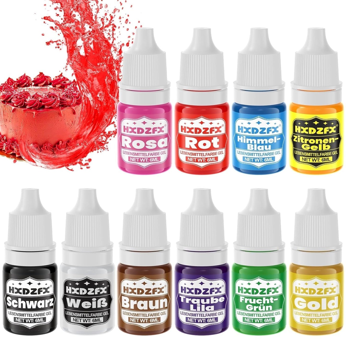 Colorant alimentar cu gel - HXDZFX Set de 22 de culori colorant alimentar cu gel foarte concentrat, potrivit pentru decorarea torturilor, macaroane, gogoși, fudge, glazură, înghețată, colorare cu săpun, colorare cu aerograf