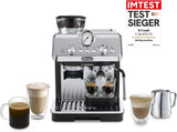 Espressor portafilter De'Longhi La Specialista Arte EC9155.MB cu râșniță, 8 setări de măcinare, presiune 15 bar, 3 setări de temperatură, spumator de lapte, 1550W, rezervor de 1,7L, oțel inoxidabil/negru, inclusiv kit barista