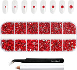 Beadsland 2500Pcs Glas Nailart Strasssteine Kristall Flatback Edelsteine Runde, ​​Für Handwerk Gemischt 8 Größen SS4 ~ SS30 Mit Picking Pinzette Und Stift (Kristall Weiss)