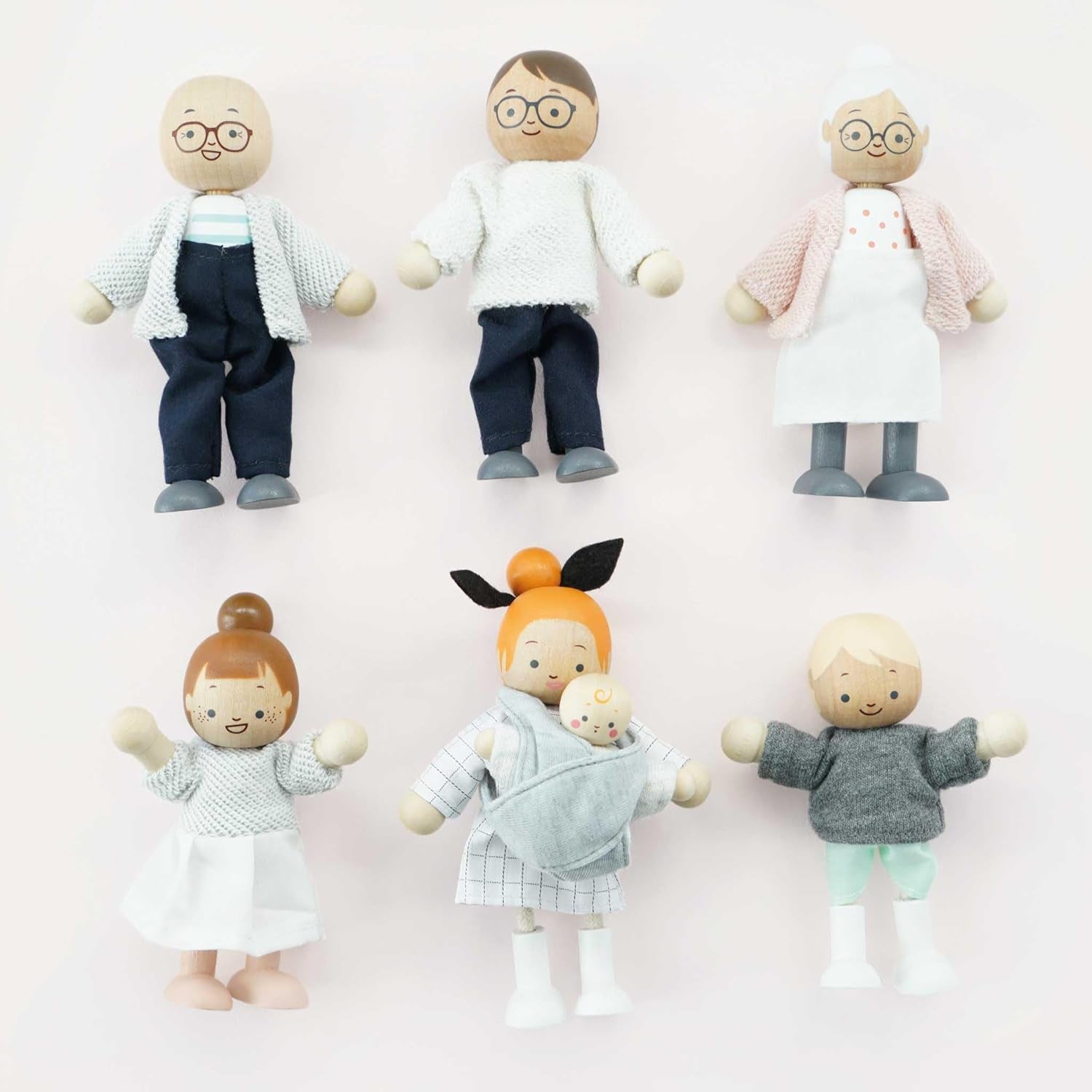 - Meine Familie mit 4 Puppen – Holz, Stoff – P053