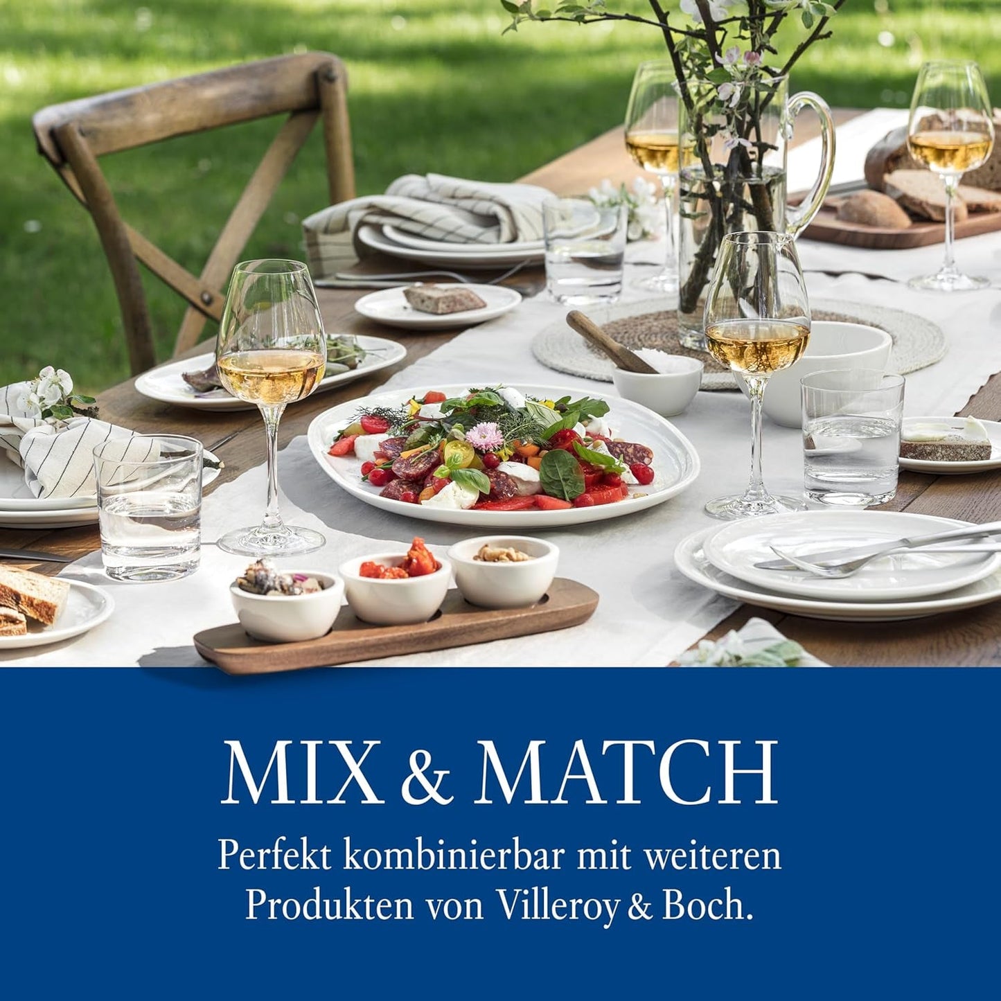 Villeroy & Boch - Set de început Mariefleur, culori asortate, potrivit pentru mașina de spălat vase, potrivit pentru cuptorul cu microunde, set de veselă pentru 2 persoane, set de veselă cu decor floral, veselă, tacâmuri, set combinat, porțelan premium