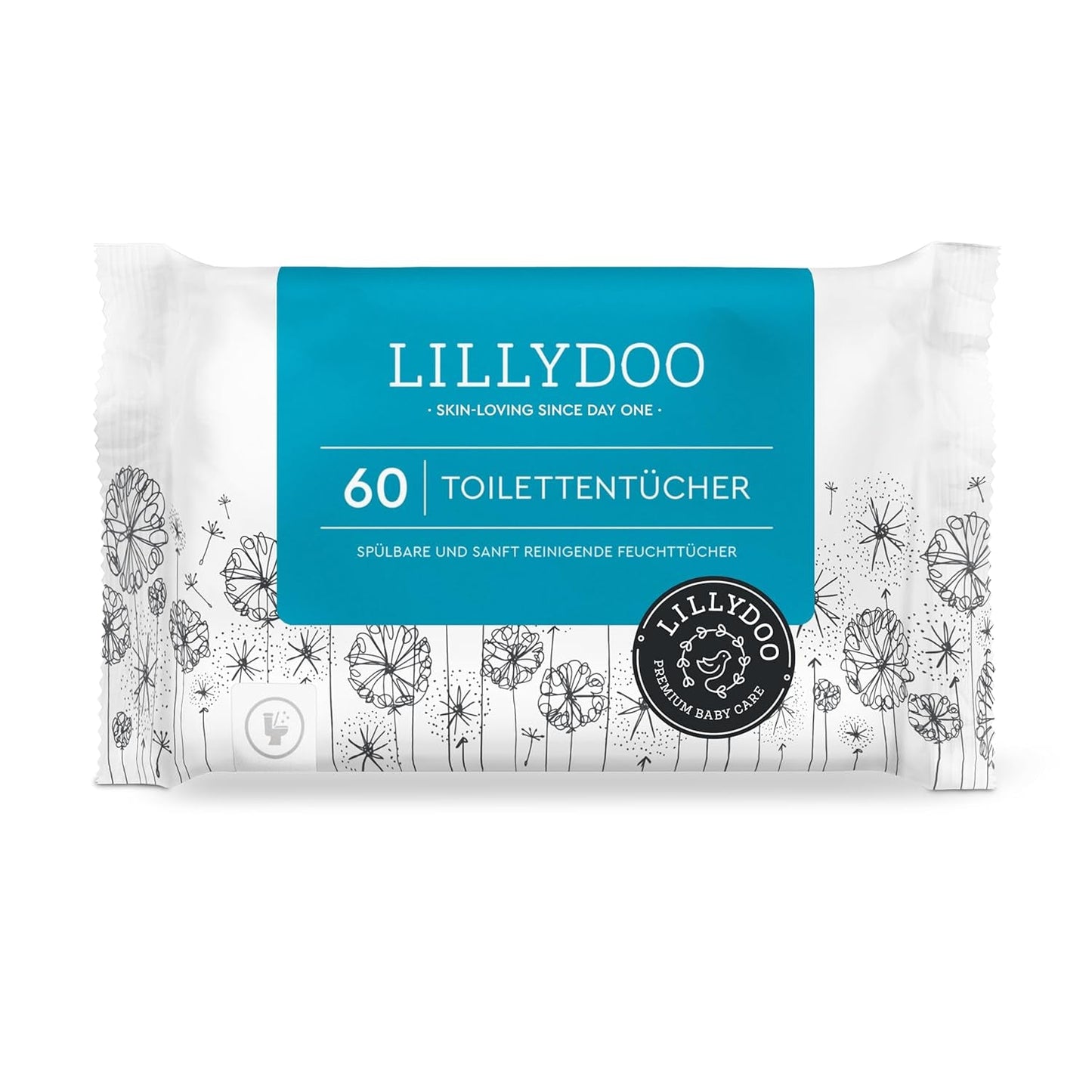Șervețele umede pentru toaletă LILLYDOO, 720 bucăți (12 x 60), șervețele 100% fără plastic, de aruncat la toaletă, fără parfum