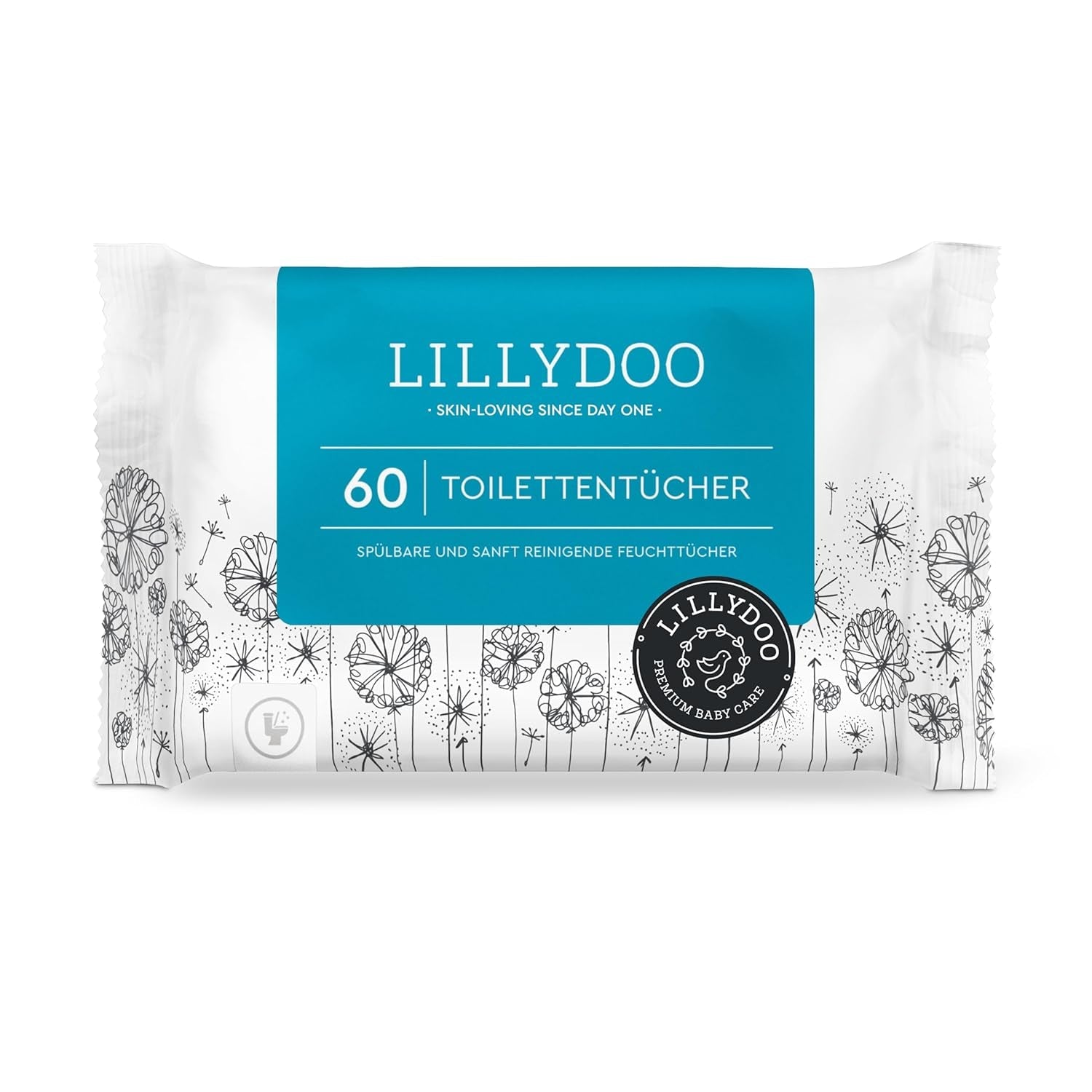 Șervețele umede pentru toaletă LILLYDOO, 720 bucăți (12 x 60), șervețele 100% fără plastic, de aruncat la toaletă, fără parfum