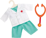 Heless 1653 - Set de îmbrăcăminte pentru păpuși, costum de doctor format din 4 piese cu pantaloni, cămașă, haină de doctor și stetoscop, mărimea 28 - 35 cm