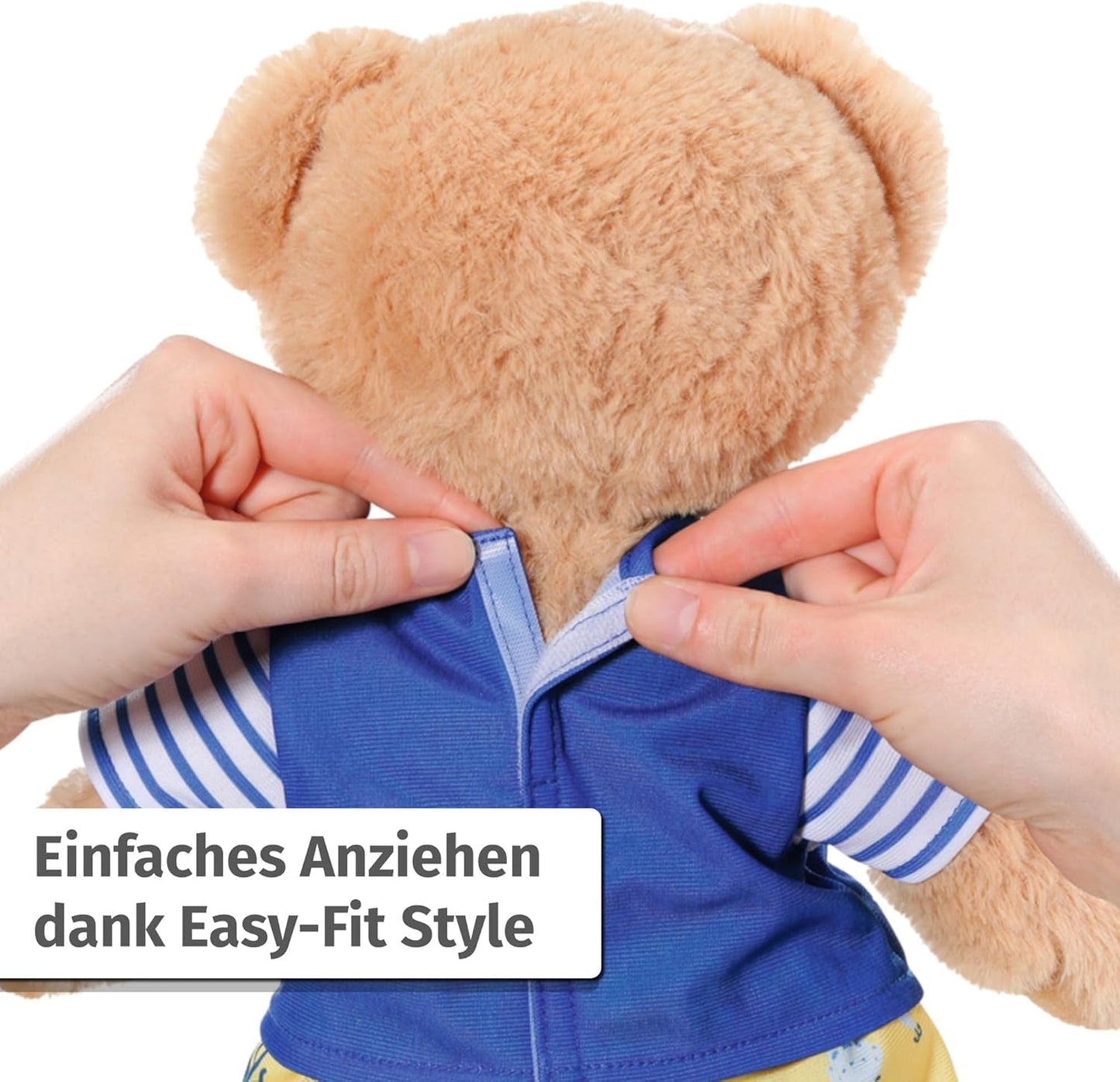 Costum Baby Born Teddy Angler cu undiță pentru păpuși de 43 cm și ursuleț de pluș, 835982 Zapf Creation