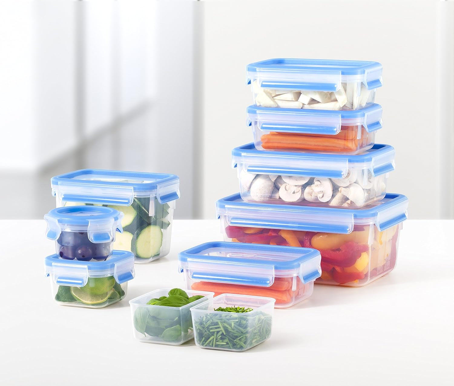 Emsa 515585 Food Clip & Close | Set 3 piese | plastic | transparent / verde | 0.55 / 1 / 2.2 litri Cutii depozitare alimente Naty Shop