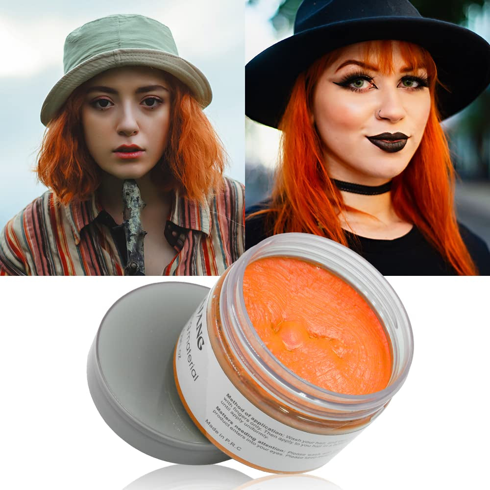 Culoare temporară a părului, Styling Hair Tone pentru bărbați femei, Pomadă pentru coafură naturală, Ceară pentru vopsirea părului pentru petreceri, Cosplay și Halloween, 4.23 oz (Silver Grey) Vopsea pentru par Naty Shop 8 Portocaliu
