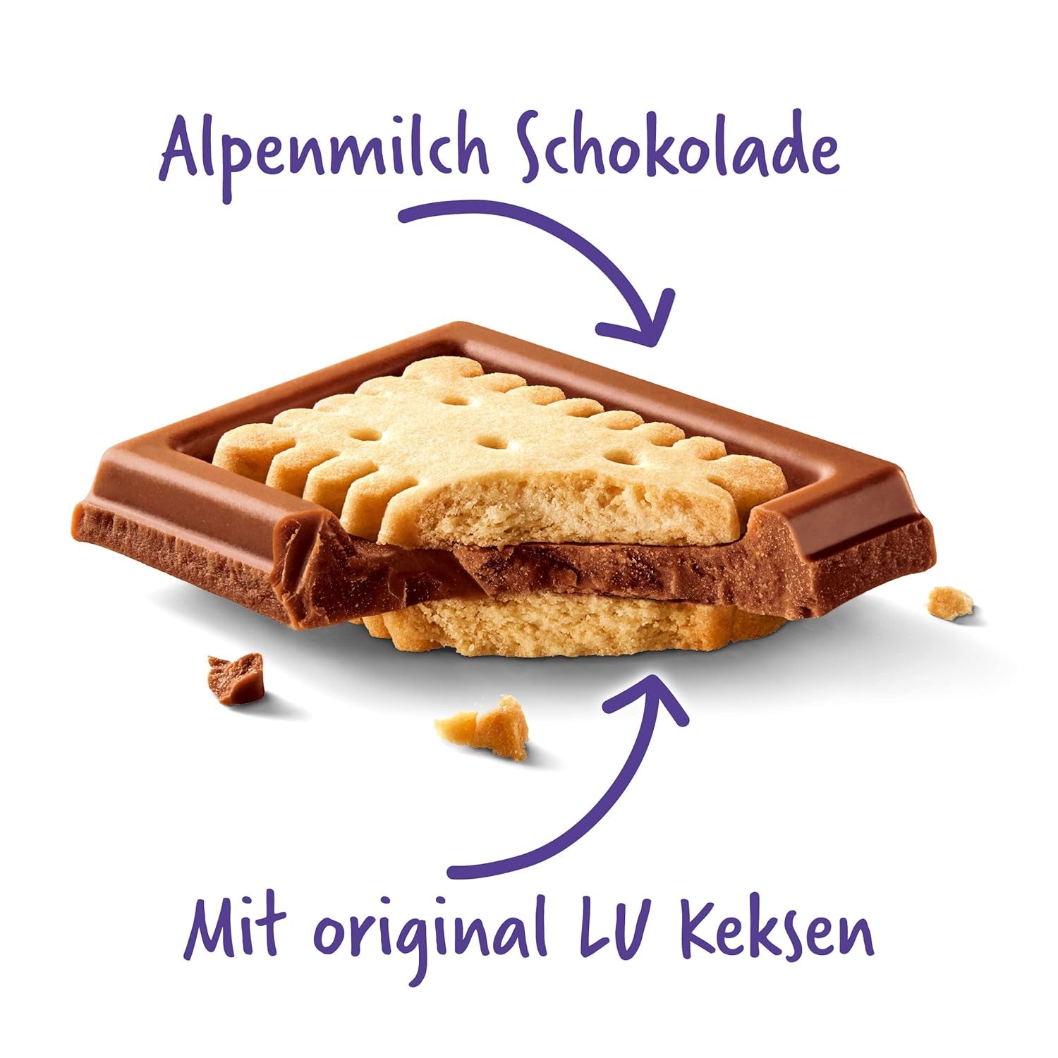 Milka LU – Ciocolată cu lapte alpină cu biscuiți LU crocanți – 87g