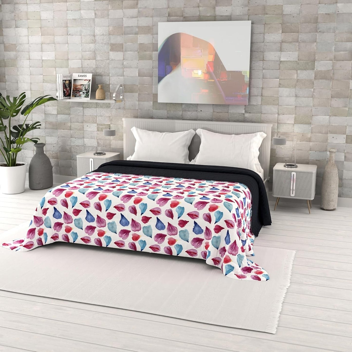 Cuvertură de vară imprimată Fantasy, umplutură din poliester, Petali, 260X270Cm Plapumi si pilote Naty Shop Petali 260X270Cm