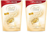 Bile de ciocolată albă Lindor | 400g | Aprox. 30 de bile de ciocolată albă cu umplutură care se topește în gură | Cadou de ciocolată | Cadou de ciocolată (pachet de 2)