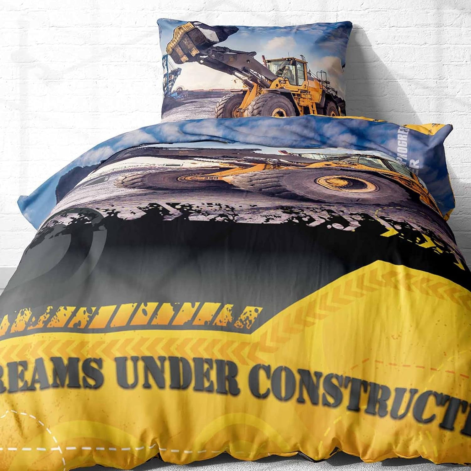 Lenjerie de pat pentru copii, excavator, bumbac Lenjerie de pat - copii Naty Shop