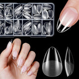 Unghii false scurte, model balerină, 120 bucăți, pentru lipire, 12 dimensiuni, unghii artificiale scurte, gel moale, acoperire completă, vârfuri de unghii pentru unghii cu gel scurte, S