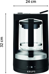 Espressor cu filtru Krups T8, 850 wați, oprire automată, 8-12 cești, capacitate 1 l, filtru permanent, întrerupător iluminat pornit/oprit, ușor de utilizat, negru, KM4689