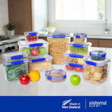 Borcan pentru depozitarea alimentelor Sistema KLIP IT | 9,67 l | borcan de depozitare stivuibil și etanș cu capac, potrivit pentru frigider/congelator | plastic fără BPA | clipsuri albastre | 1 bucată (pachet de 4) Cutii depozitare alimente Naty Shop