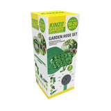 Furtun flexibil de grădină Kinzo 20 m – incl. accesoriu furtun – Furtun flexibil cu cap de pulverizare cu 7 poziții de pulverizare – Plastic – Verde/Gri