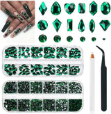 2630 buc pietre strălucitoare cristal AB pentru unghii, 120 pietre strălucitoare mari de 12 tipuri + 2510 pietre rotunde din sticlă K9 de 6 dimensiuni pentru unghii, strasuri, design de unghii, brelocuri pentru unghii pentru arta feței