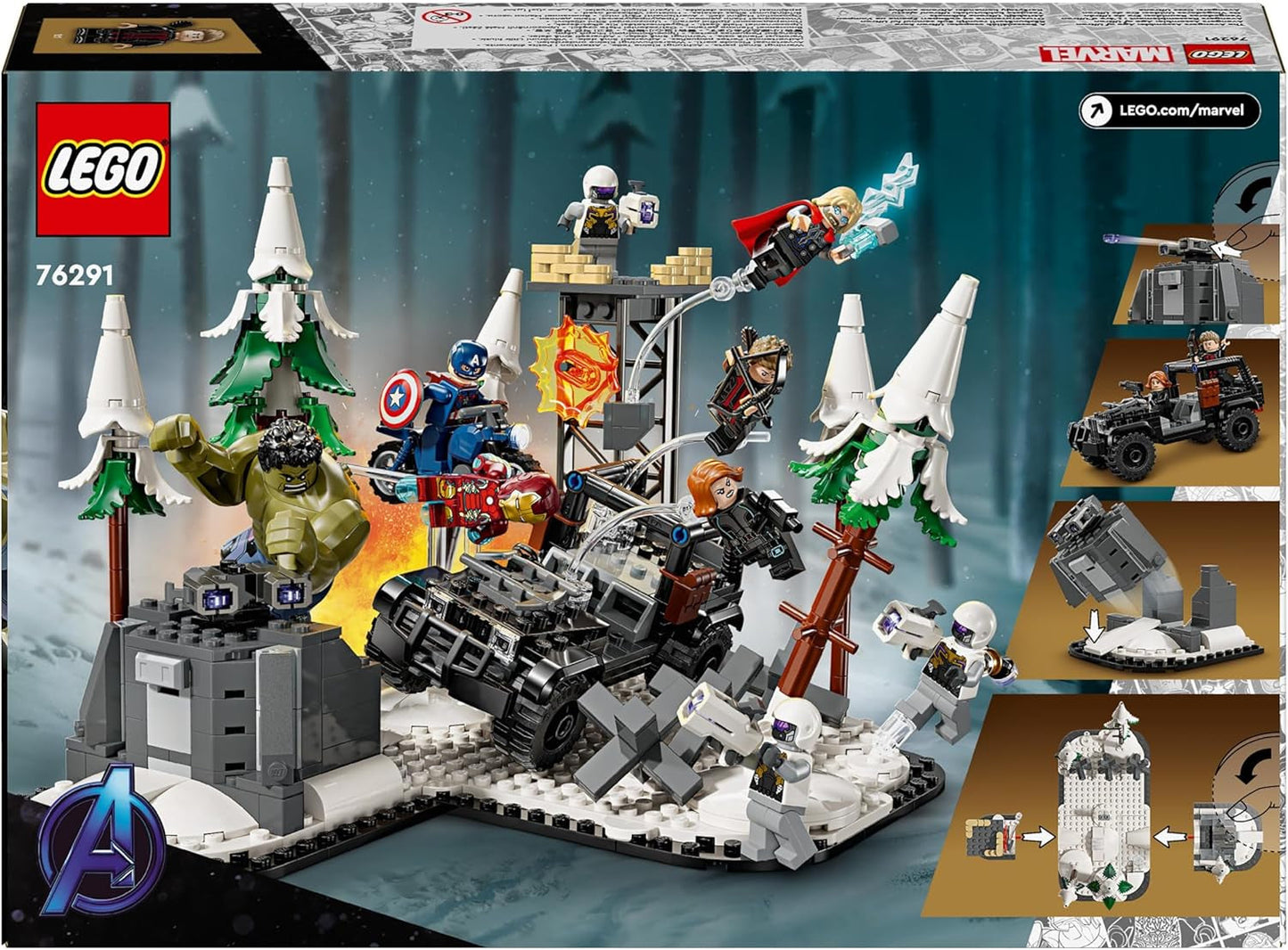 LEGO Marvel Avengers Assemble: Age of Ultron, set de construit și jucat cu 8 minifigurine de supereroi precum Thor, Hulk și Iron Man, jucărie de construit pentru băieți și fete, set de aventură 76291 Seturi de constructie Besuche den LEGO-Store