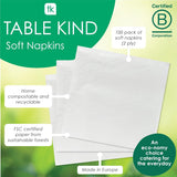 Table Kind 100 șervețele albe moi în pachet vrac, șervețele de înaltă calitate pentru petreceri, catering și uz zilnic, FSC, sustenabile și reciclabile, fabricate în UE | 2Ply | 33Cm