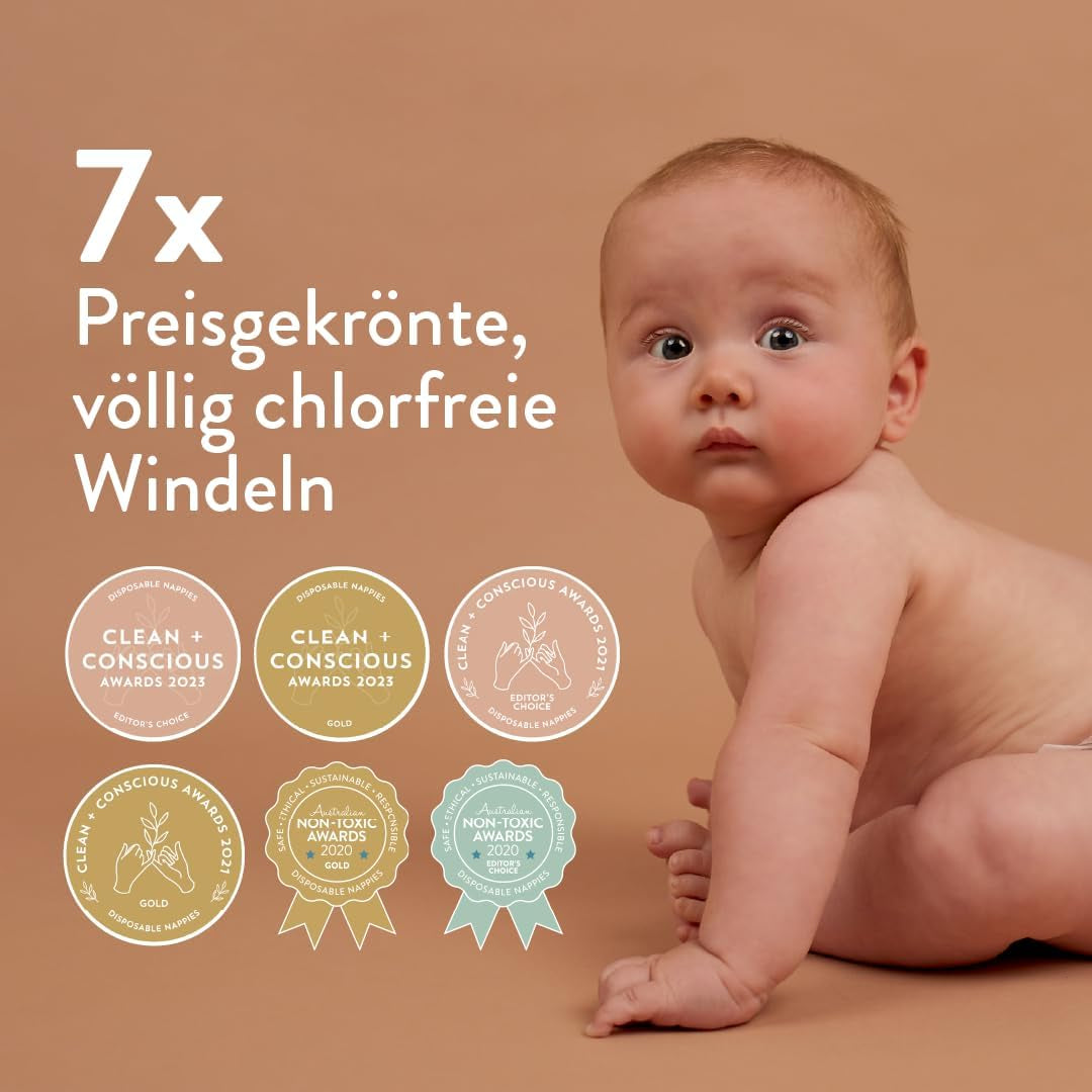 Scutece pentru bebeluși, mărimea 3M (4-8 kg) - 1 pungă de 28 - Fără substanțe nocive, ecologice, foarte absorbante, potrivite pentru utilizare nocturnă, ultra-subțiri și moi - Fabricate în Danemarca