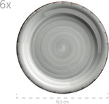 MÄSER 931875 Bel Tempo II, Set de veselă pentru 6 persoane cu aspect vintage modern, Serviciu de masă cu 18 piese, Veselă ceramică pictată manual, Gresie, Albastru fumuriu