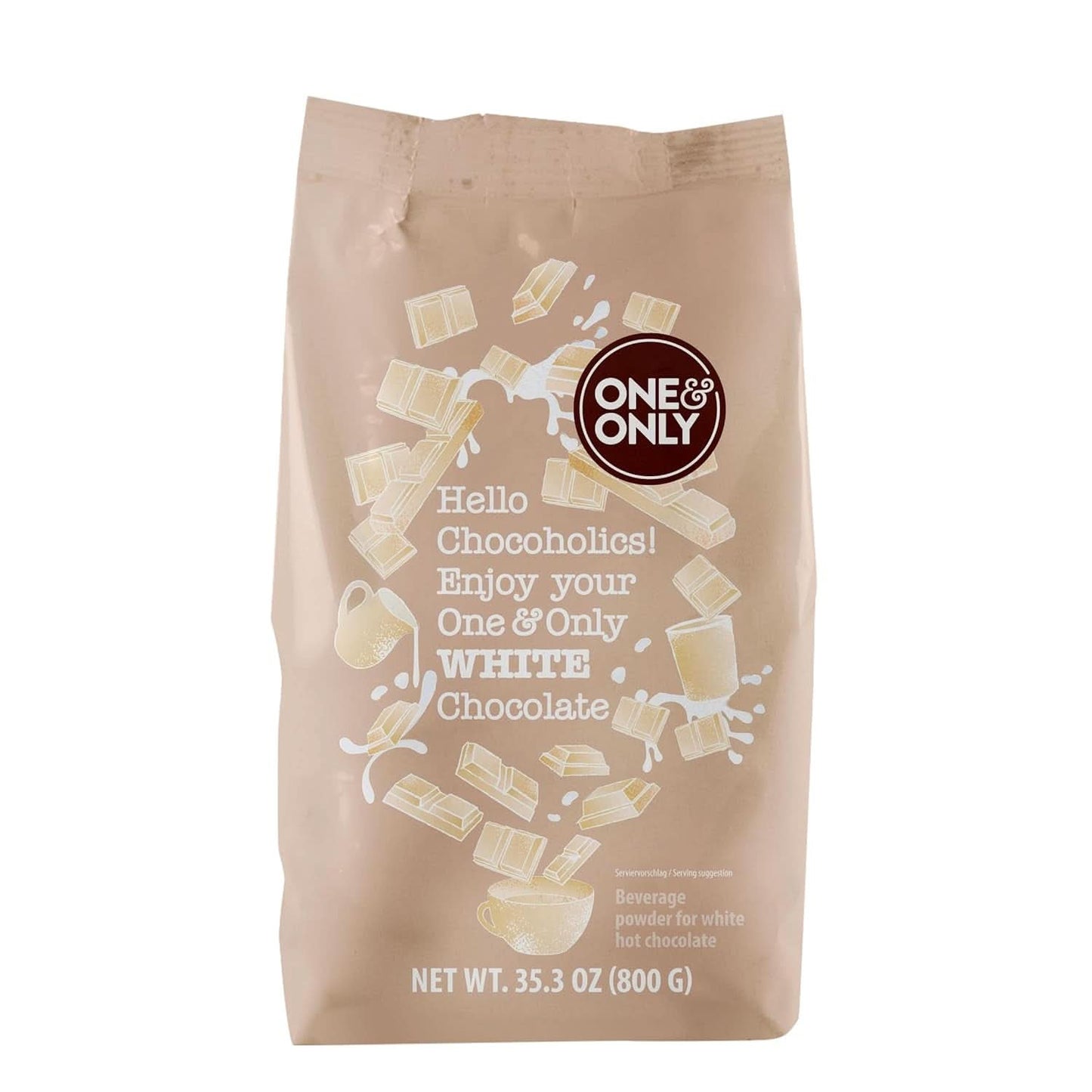 One&Only Chocolate Powder White 1 Kg - Pudră pentru băuturi cu cel mai fin unt de cacao Cacao si Ciocolata Calda Naty Shop