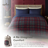 Set plapumă și față de pernă Night Lark, 10,5 tog, pat single, tartan roșu clasic, lenjerie de pat de lux, hipoalergenică, lavabilă la mașină Plapumi si pilote Naty Shop