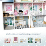 Deqube 913D00016 Casă de păpuși din lemn, 4 etaje, Premium