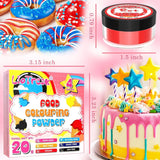 Set coloranți alimentari pudră - 4x5g colorant alimentar concentrat pentru fondant, cremă de unt, colorant alimentar vibrant pentru copt, decorare tort, colorare ouă de Paște, macaroane, Ziua Tuturor Sfinților