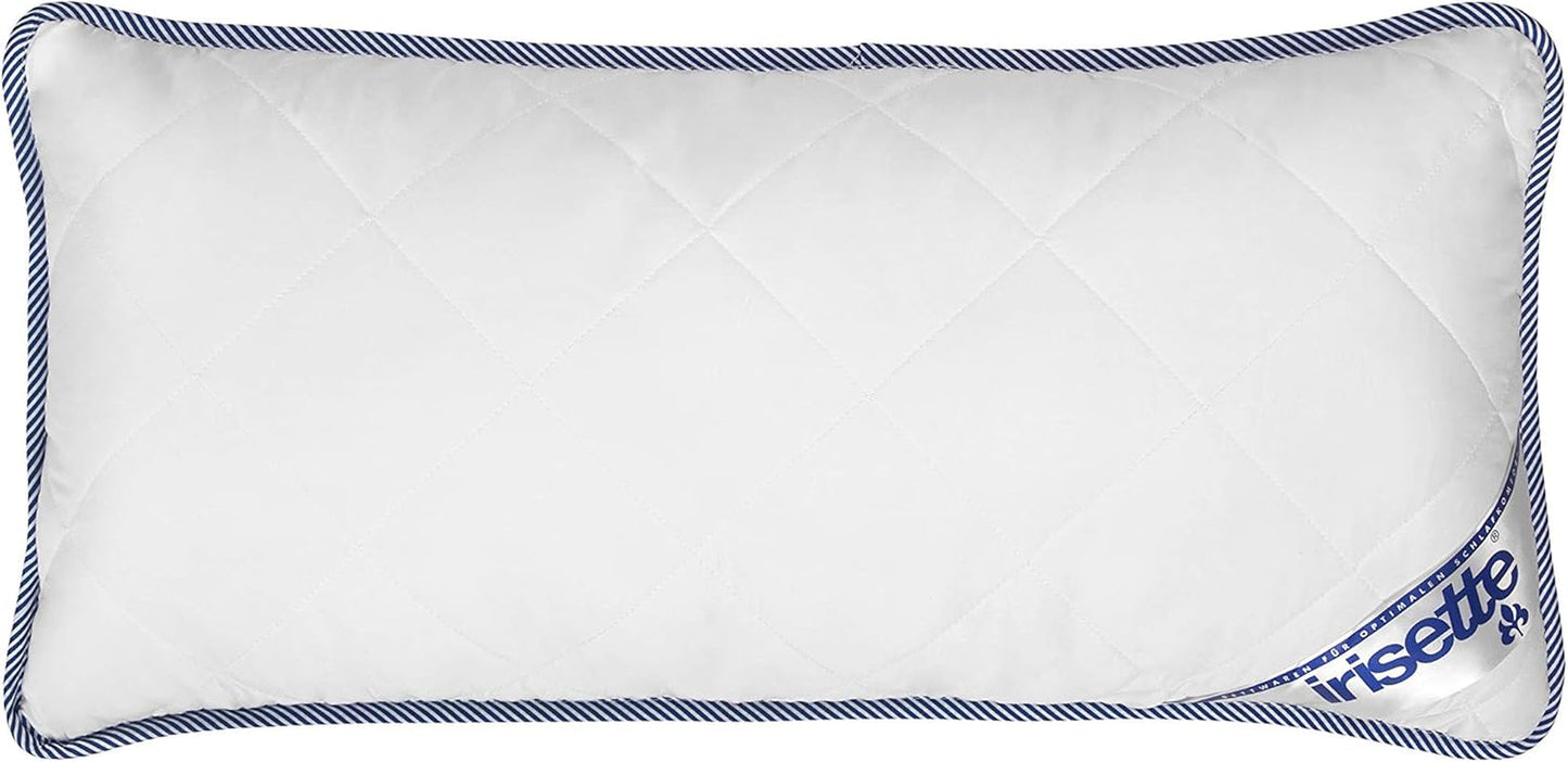 Pernă Irisette Body Contour 80X80 Cm cu husă detașabilă din microfibră moale, lavabilă până la 60°C, alb/albastru, certificată Oeko-Tex, produsă conform standardului de calitate german Perne standard Naty Shop 40 X 80 Cm 1