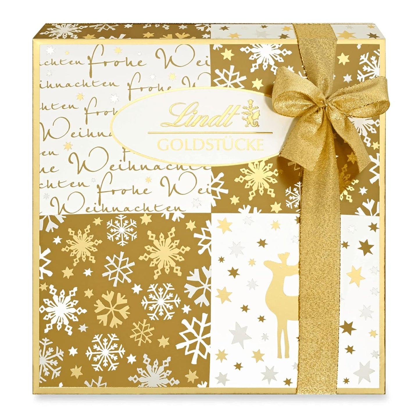Lindt Chocolate | Cutie de praline Gold Pieces | 180g | 18 praline în 10 sortimente ca sortiment fin de praline, unele cu alcool | Cutie cadou premium cu praline de Crăciun