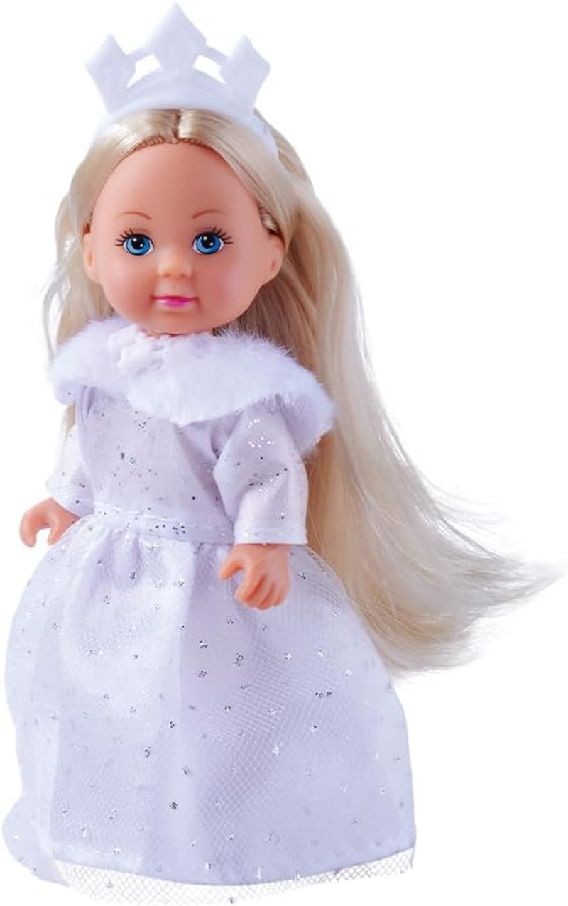 Simba Evi Prințesa Visurilor Iubirii, păpușă de joacă într-o rochie de iarnă de vis cu garnitură de blană și elemente cu sclipici, 12 cm, de la 3 ani