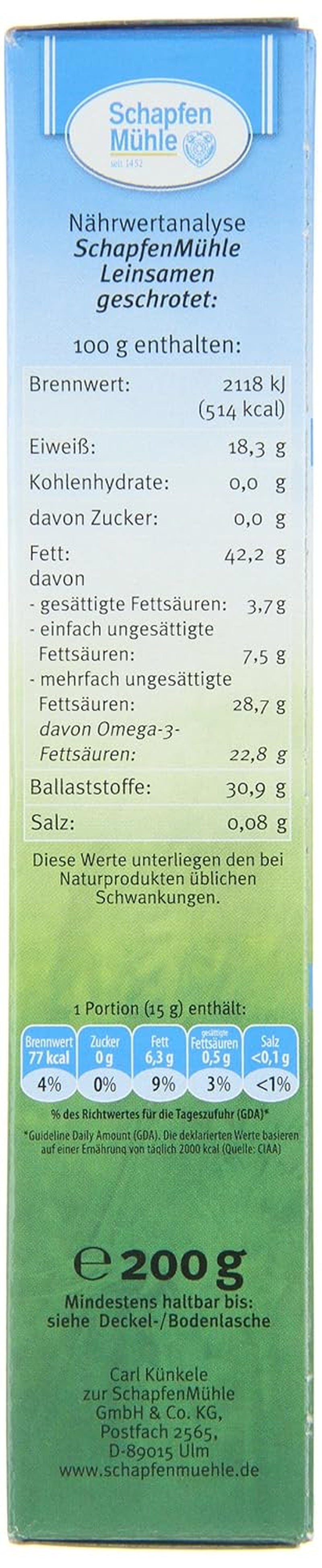 Semințe de in măcinate Schapfen Mill, pachet de 200 g