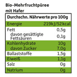 FRECHE FREUNDE Pliculeț cu fructe organice Banană, Măr, Zmeură, Afine cu ovăz, Piure de fructe cu cereale într-un pliculeț compresibil pentru bebeluși de la 6 luni, Vegan, Pachet de 6 (6 x 100g)
