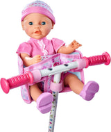 Simba 105560018 - Scaun de bicicletă pentru nou-născuți cu centură, accesoriu pentru păpușă, scaun din material textil, centură de siguranță, ghidon cu velcro, pentru păpuși de 30-43 cm, vârste 3+