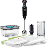 Bosch Stabmixer Ergomixx MS6CB61V1, Vakuum-Funktion, Edelstahl-Mixfuß, Mix- Und Messbecher, Vakuum-Pumpe, Vakuum-Beutel, Vakuum-Frischhaltedose, 12 Stufen plus Turbo, 1000 W, Schwarz/Anthrazit Bucatarie Naty Shop