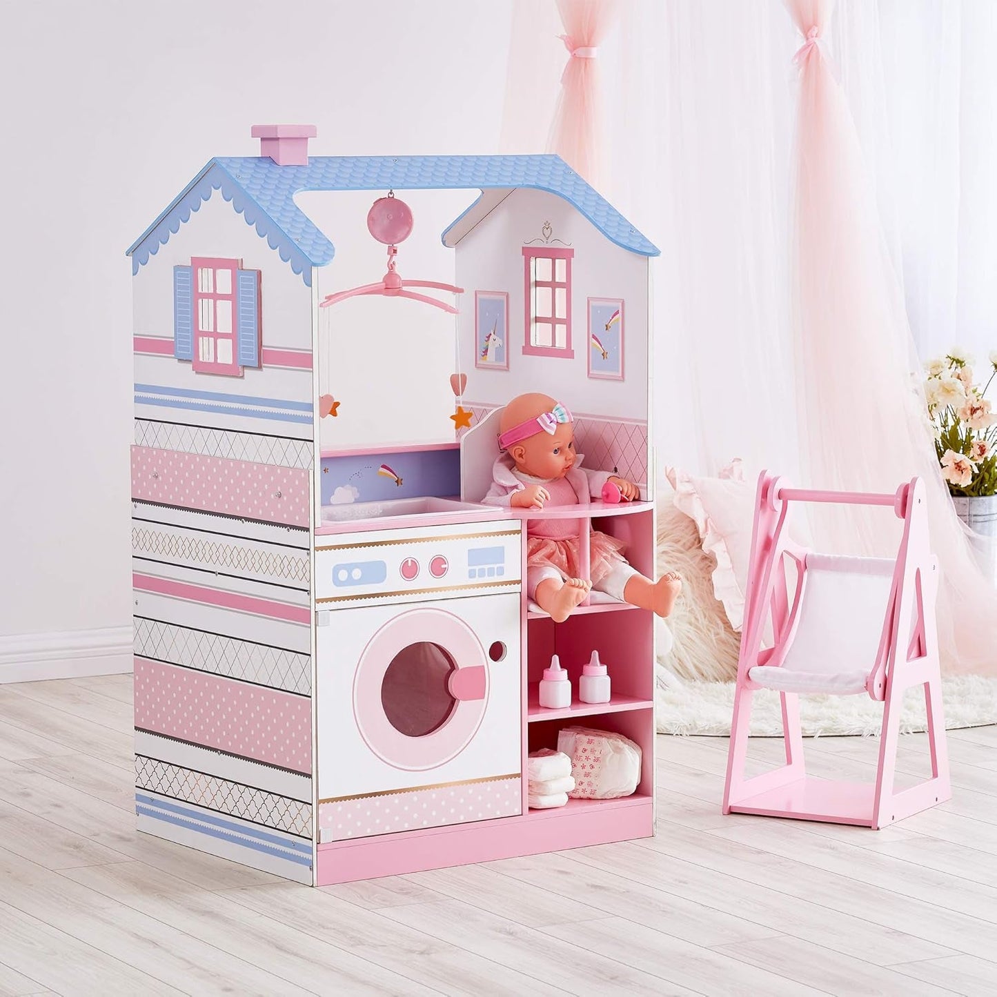 Olivia's Little World Teamson Kids Păpuși din lemn, 45 cm, cu două fețe, pentru copii TD-11460W