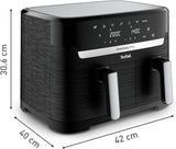 Tefal Dual Easy Fry Hot Air Fryer cu două camere, capacitate de 5,2/3,1 litri, două sertare independente, 7 programe Electrocasnice Naty Shop