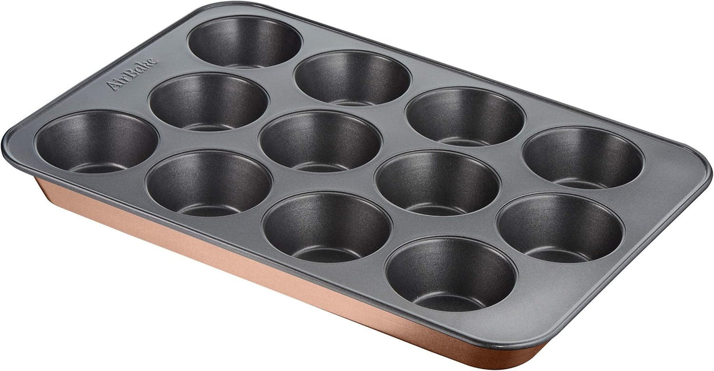 Tefal Airbake J2555014 Muffinform, Antihaftbeschichtung, Karbonstahl, Braun, 29 X 41 Cm Matrite si tavi pentru copt Naty Shop