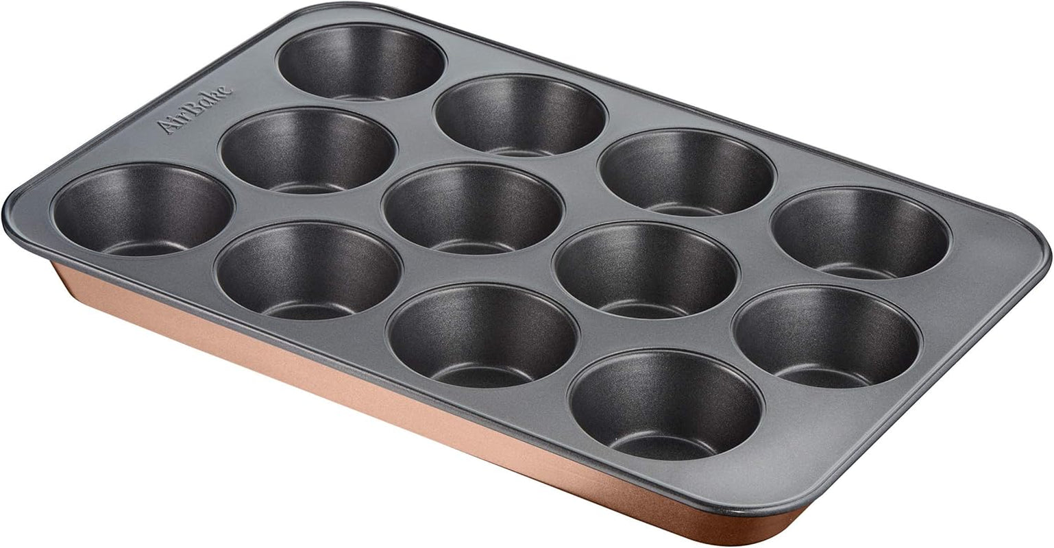 Tefal Airbake J2555014 Muffinform, Antihaftbeschichtung, Karbonstahl, Braun, 29 X 41 Cm Matrite si tavi pentru copt Naty Shop