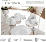 Set de veselă tectake® pentru 12 persoane, set de veselă din porțelan cu 100 de piese, inclusiv 12 farfurii, 12 farfurii de desert, 12 farfurii de sumă, 12 cești, 12 boluri pentru cereale, bol pentru salată, ulcior de lapte, zaharniță