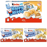 Kinder Happy Hippo Hazelnut – Specialitate crocantă de napolitane cu lapte și cremă de alune – Dulciuri pentru Carnaval și Mardi Gras – 1 pachet conținând 5 batoane individuale a câte 20,7 g fiecare