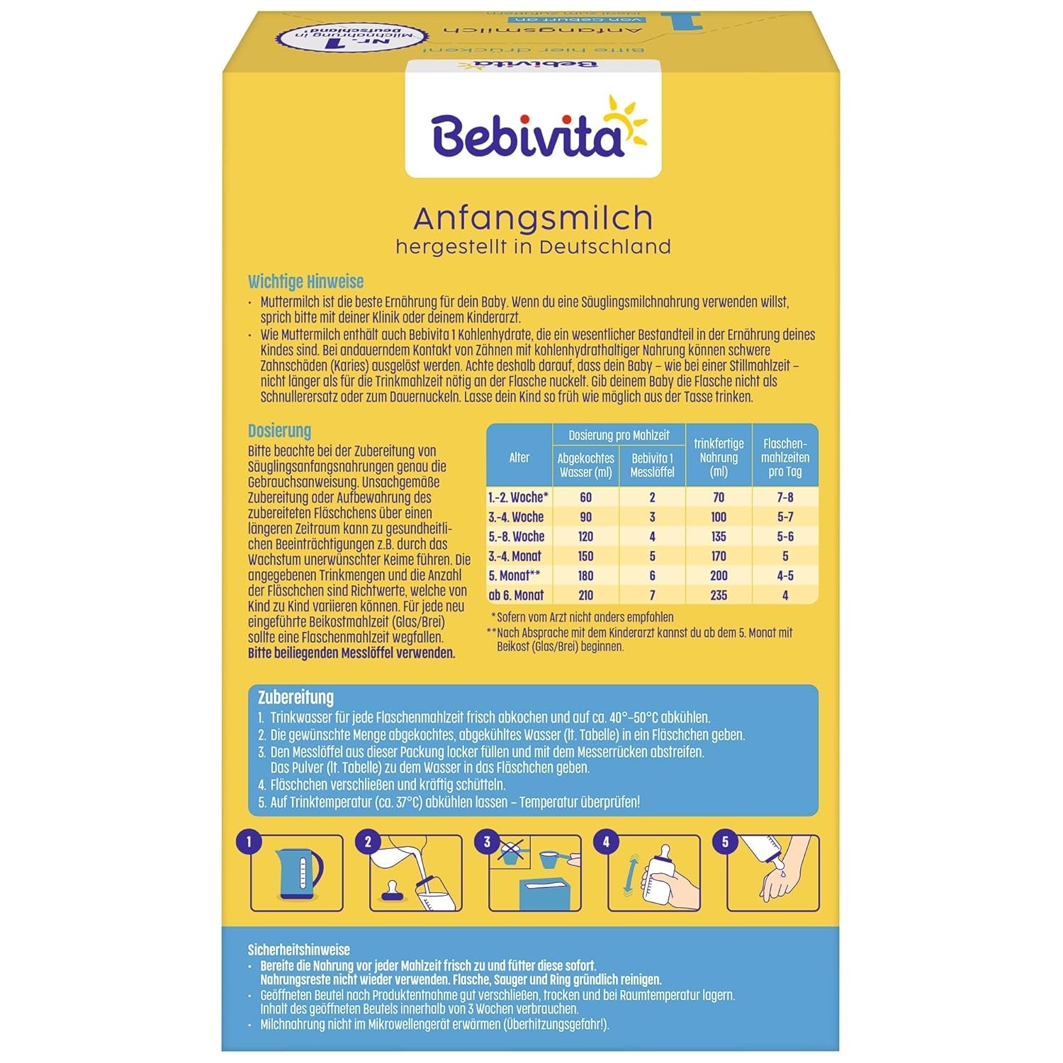 1 Formulă de lapte praf pentru sugari, de la naștere, (5 x 500g)