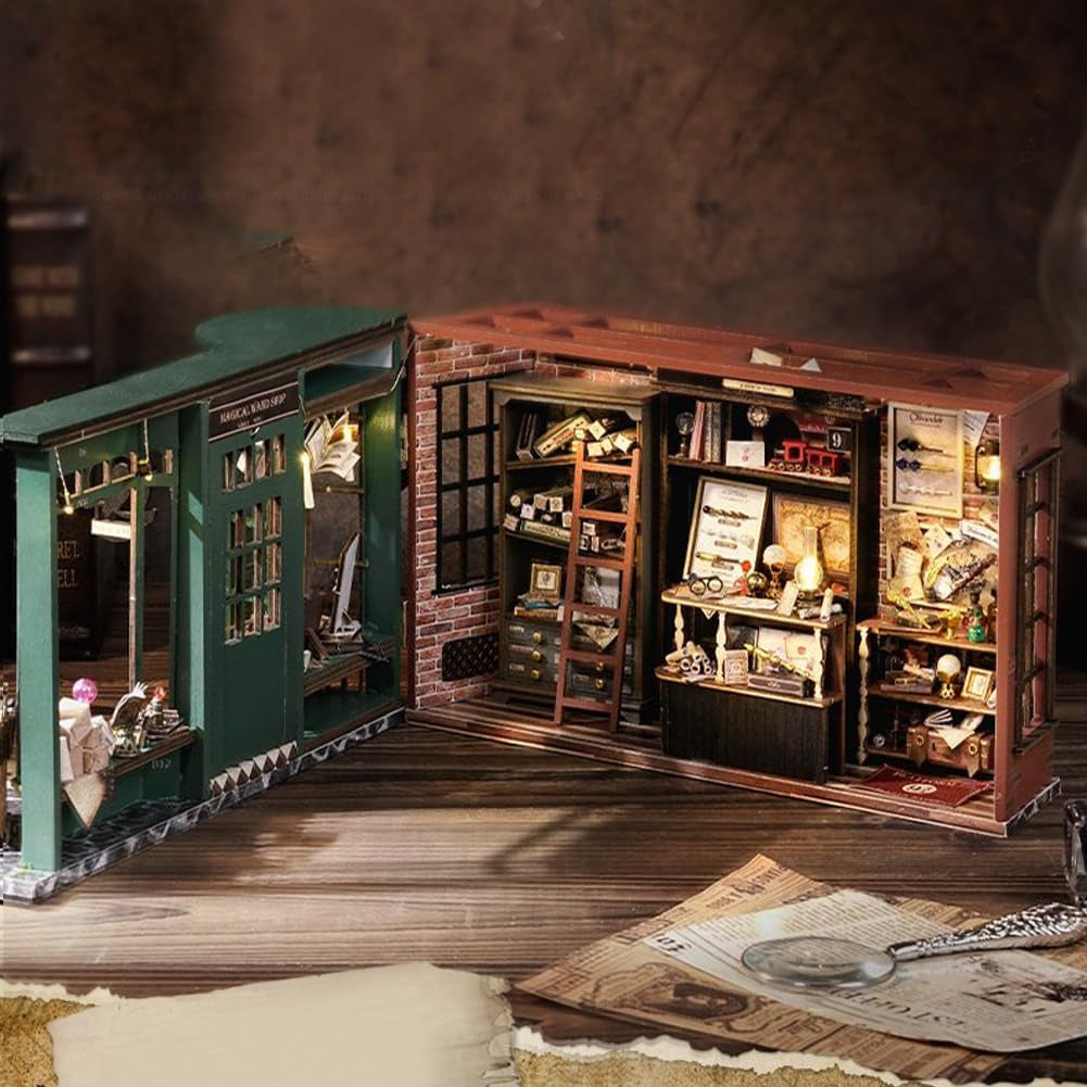 Casă de păpuși Magic Shop cu capac de praf, kit de mobilier pentru casă de păpuși în miniatură DIY, scară 1:24, cadou creativ pentru copii, cadou de ziua de naștere pentru adolescenți