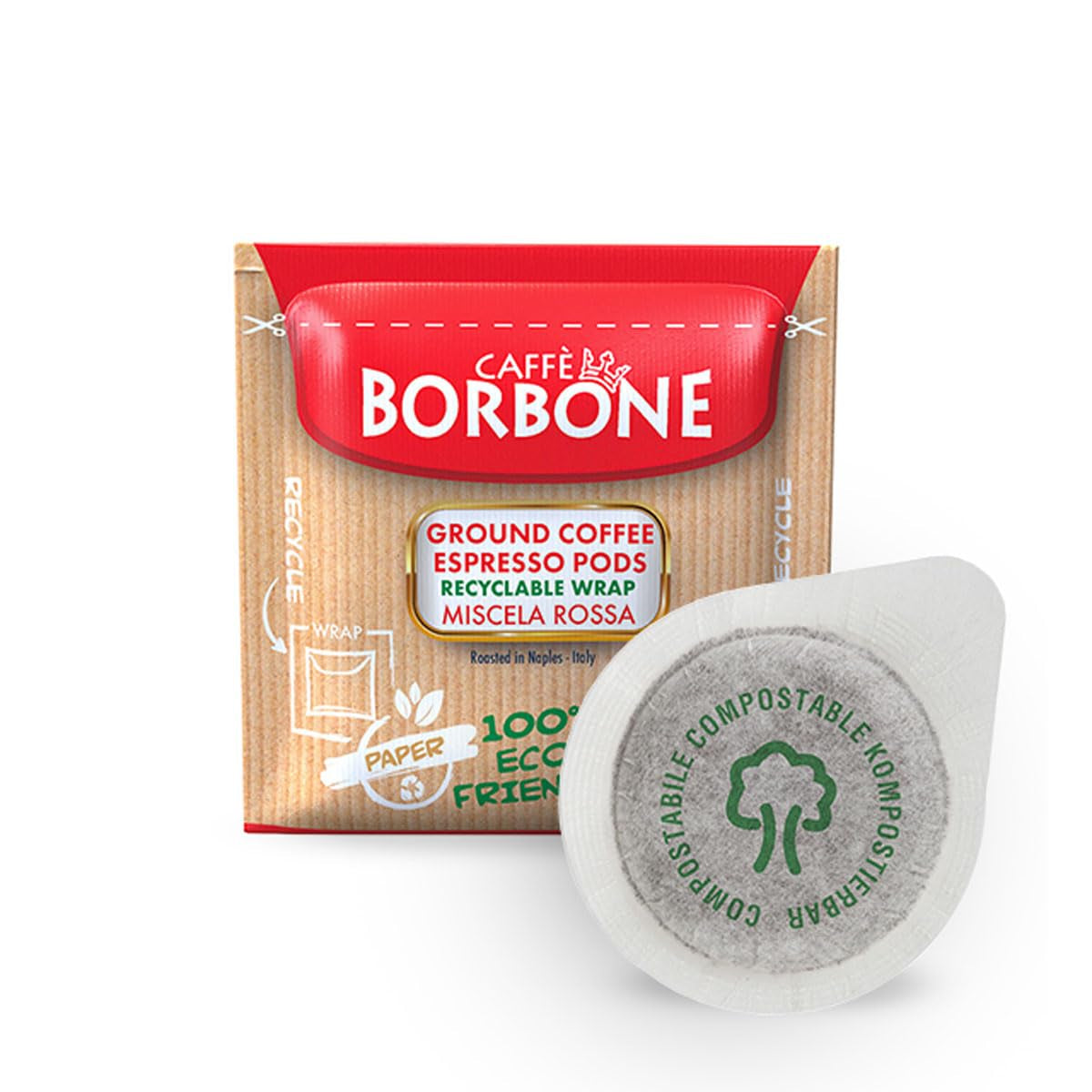 Caffè Borbone Kompostierbare Kaffeepads, Rote Kaffeemischung - 150 Pads - Kompatibel mit ESE System Papier Pads 44 mm
