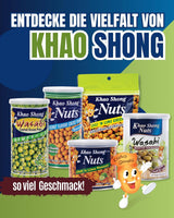 Mazăre verde prăjită Khao Shong cu wasabi, mazăre crocantă într-un aluat picant, o alternativă cu conținut scăzut de grăsimi la nuci, iuțeală medie, 1 conservă de 140 g | 140 g (1 pachet)