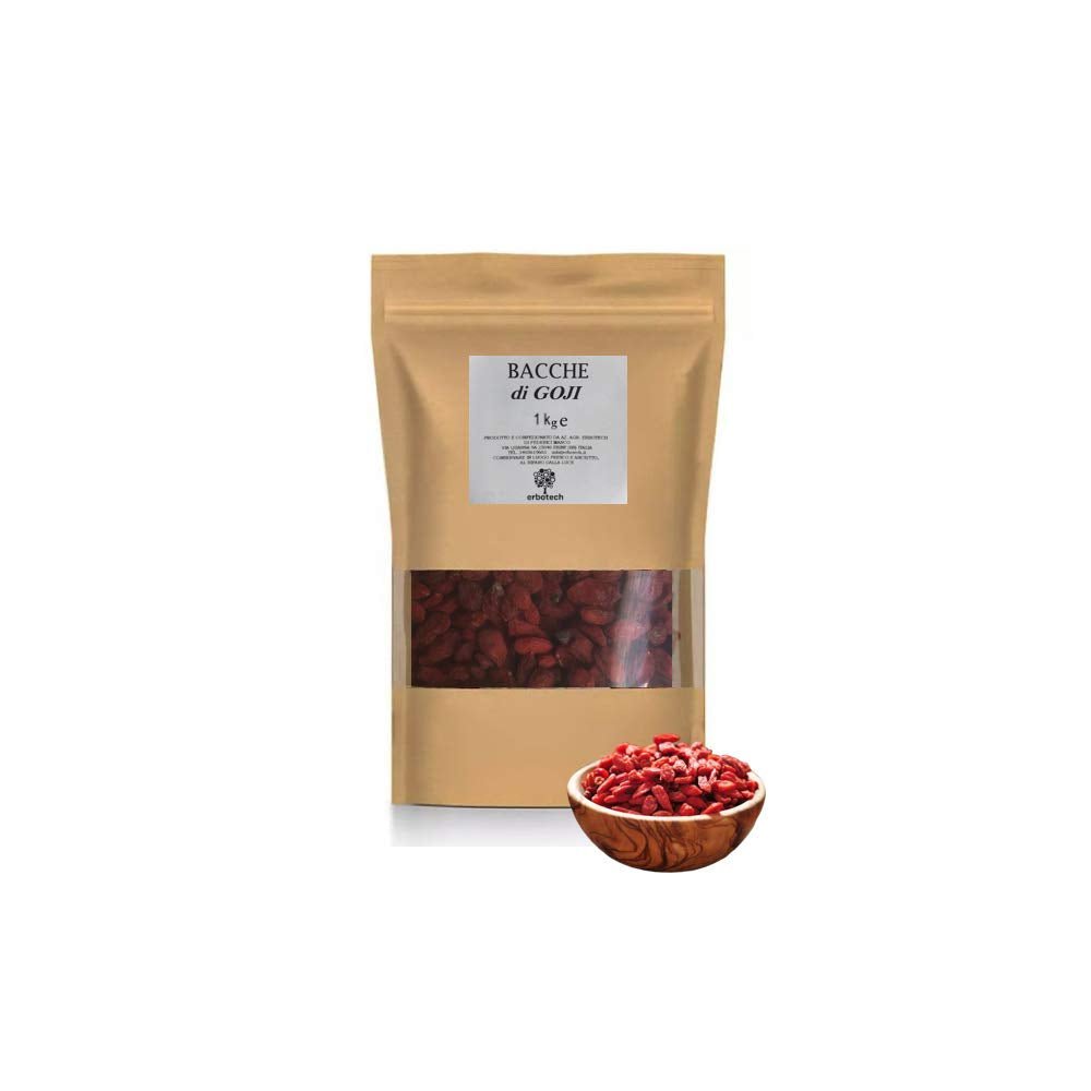 ERBOTECH Goji Berries 200 g, goji berries cu conținut ridicat de vitamine, fructe uscate fără zahăr și sulf, superalimente naturale și bogate în energie, Made in Italy Produse deshidratate Naty Shop 1 kg