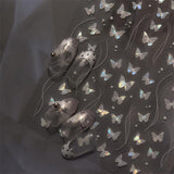2 Blätter Schmetterling Nagelsticker Selbstklebend,Muschel Glitzer Nail Art Butterfly Nail Sticker Lila Grau Schmetterlinge Nagelaufkleber Relief Laser Butterflies Nagel Sticker Nageldesign Zubehör